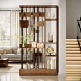 thumbnail image 6 of Fnova 71" Wall Room Divider with Shelves & Coat Hooks, Farmhouse Wall Partition for Home & Office Decorative, Brown, 6 of 14