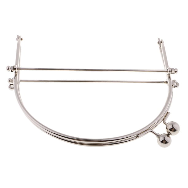 Monedero de metal con asa y cierre de beso, hecho a mano, 15 cm Plata