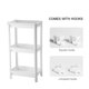 thumbnail image 5 of 3-Tier Hollow Frame Plastic Storage Rack Organizer Standing Holder Bathroom Kitchen Living Room Shelves Mesh Shelves with Hooks, 5 of 5