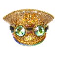 thumbnail image 2 of Sombrero de copa plana con diamantes de imitación para mujer, gorra con visera y purpurina, sombrero de discoteca moderno. Oro, 2 of 9