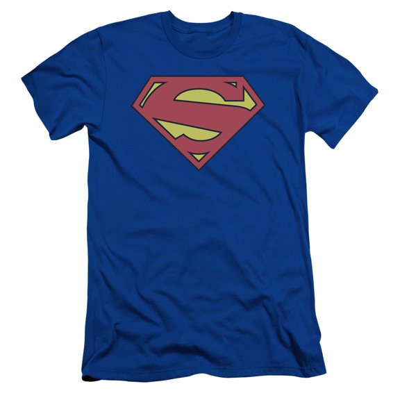 Superman New 52 Shield Adult 30/1 T-Shirt Royal Blue