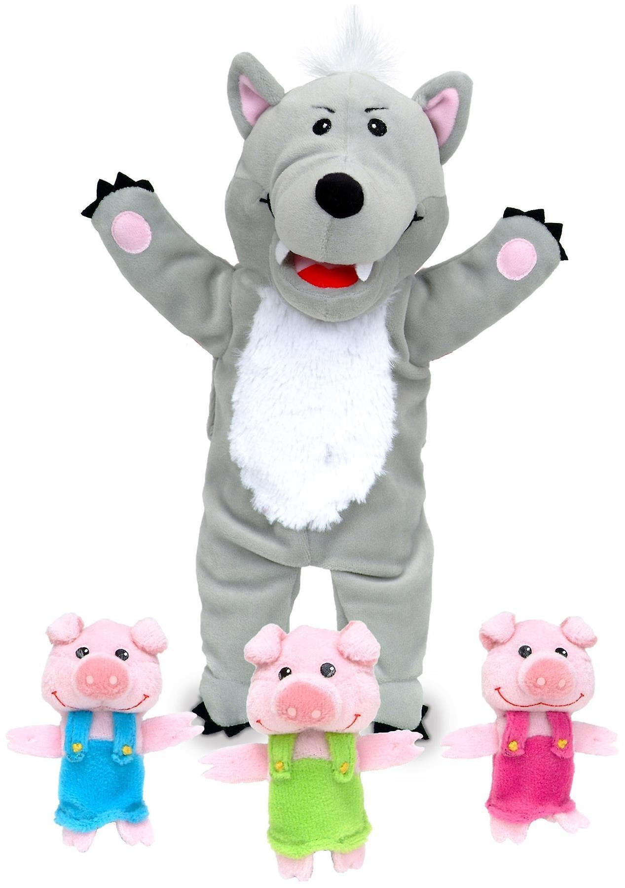 4PCS Three Little Pigs And a Wolf Finger Puppets toys Hand Puppets Baby Children 