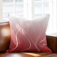 thumbnail image 2 of Ombre Red Stripes Throw Pillow Cover Striped Lines Waves Gradient Cotton Linen Cushion Cover Throw Pillow Case with Invisible Zipper for Couch Sofa Bed Chair Car 18x18 Inch, 2 of 9