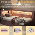 thumbnail image 2 of Mirightone Twin Daybed with LED Light & USB Ports, Corner Bed Frame Trundle Bed Frame with Upholstered for Bedroom, Guest Room, Pink, 2 of 6