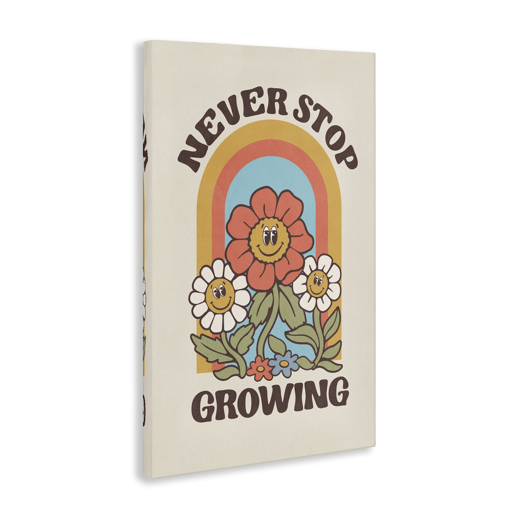 Stupell Industries Vintage Never Stop Growing Plants & Flowers Painting Wrapped Canvas Art Print Wall Art, 24 x 36