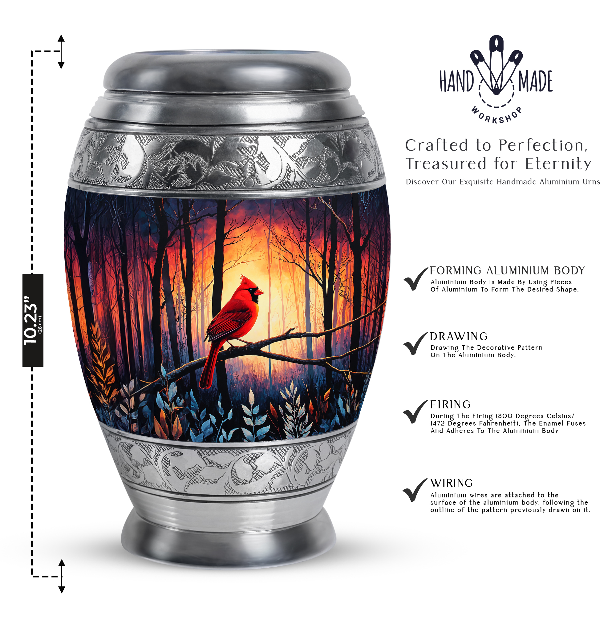 SABURIAL Cardinal Urn - Mini Cremation Urns For Human Ashes Adult Man - Decorative Small Keepsake Funeral Urns For Men & Women - Combo Of 10 Inch 3 Inch