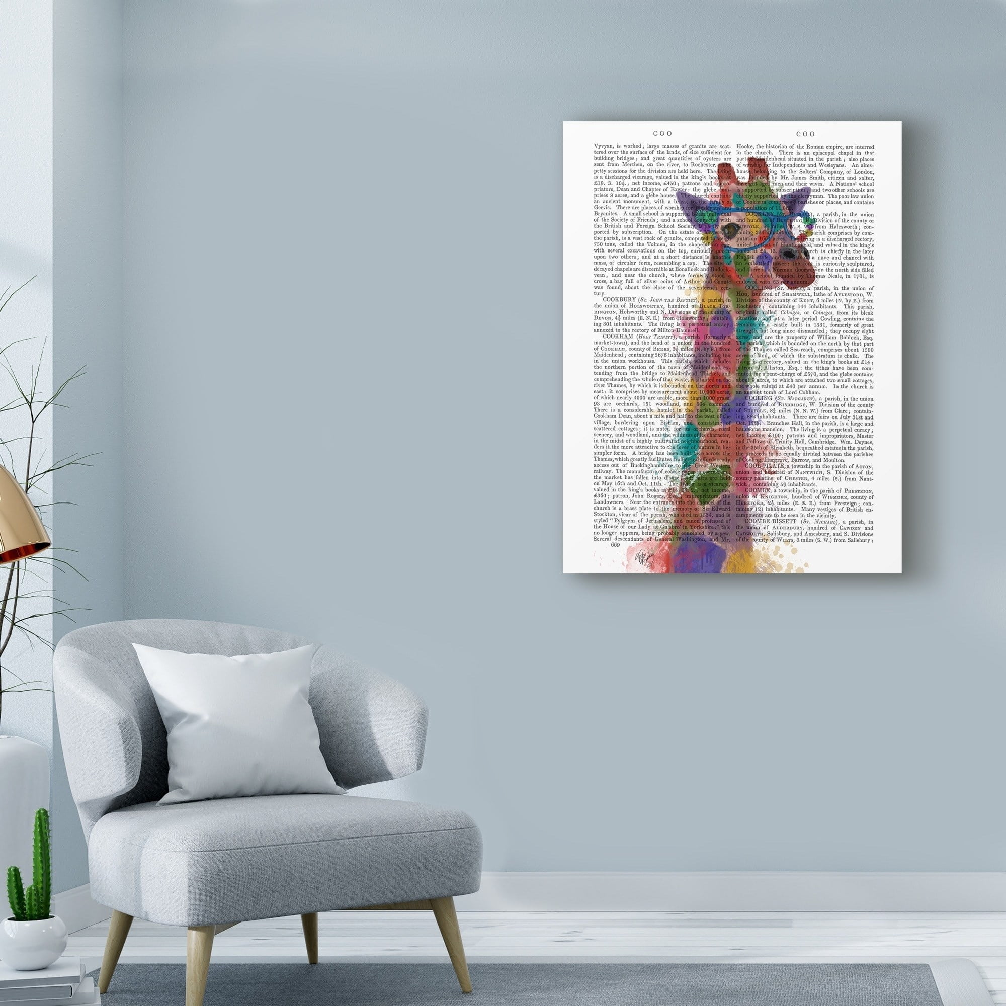 Trademark Fine Art 'Rainbow Splash Text Giraffe 3' Canvas Art by Fab Funky