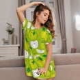 thumbnail image 3 of Vsdgher Green Apple Pattern Womens Short Sleeve Sleepshirt Scoopneck Cute Nightdress Ruffle Comfy Nightgown, 3 of 6