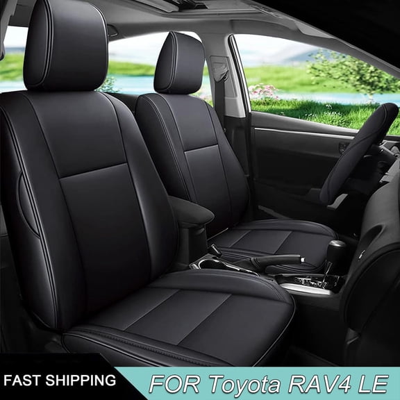 IKABEVEM Custom Fit RAV4 Seat Covers for Toyota RAV4 LE 2013-2018 - Full Set Faux Leather (Black)