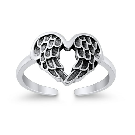 10mm- Wings Rope Toe Band Ring 925 Sterling Silver Thin Adjustable Stylish Rings for Women