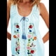 thumbnail image 3 of Blusas Bordadas con Flores para Mujer, Cuello en U, Flecos y Lazo Frontal, Camisetas Sin Mangas Holgadas Estilo Bohemio . Azul L, 3 of 7