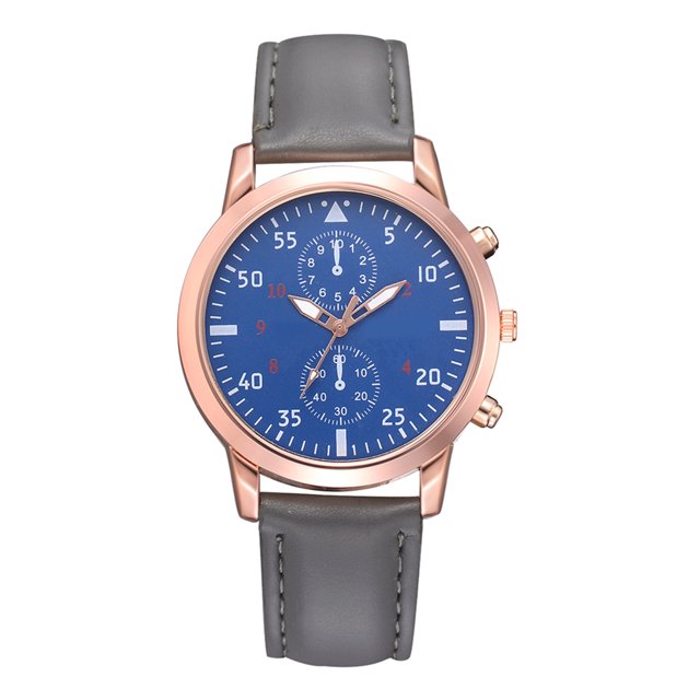 FanTeeDa Caja de aleación de moda Reloj con correa de PU Esfera redonda Pantalla analógica Reloj de pulsera de cuarzo Gris