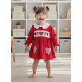thumbnail image 4 of BemeyourBBs Toddler Baby Girl Valentines Day Red Dress Outfit Bow Heart Letter Embroidery Doll Collar Long Sleeves A Line Spring Dress, 4 of 9