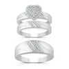 forever Bride Heart Halo Diamond Engagement Ring Set, 1/4 Ct TW, Sterling Silver