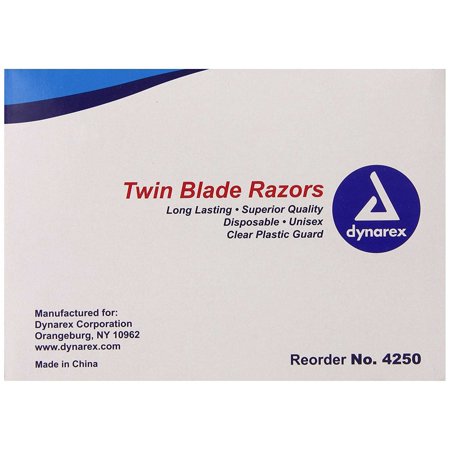 Dynarex 2 Blade Manual Razor, Blue, Box of 50
