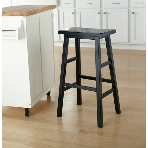 Mainstays 24" Wood Saddle Stool, Black