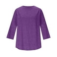 thumbnail image 5 of UAMVSH Women 3/4 Length Sleeve Shirts Soft Fall Loose Fit Crew Neck Workout Tops Casual Solid Color Curved Hem Athletic Tees (XX-Large,Purple), 5 of 6