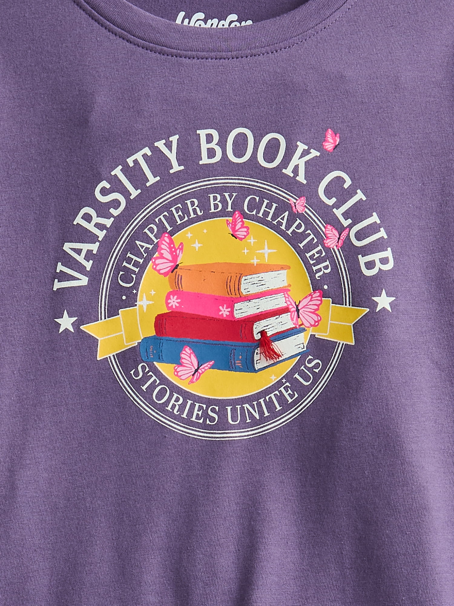 Wonder Nation Girls Embellished Tee with Long Sleeves, Sizes 4-18 & Plus