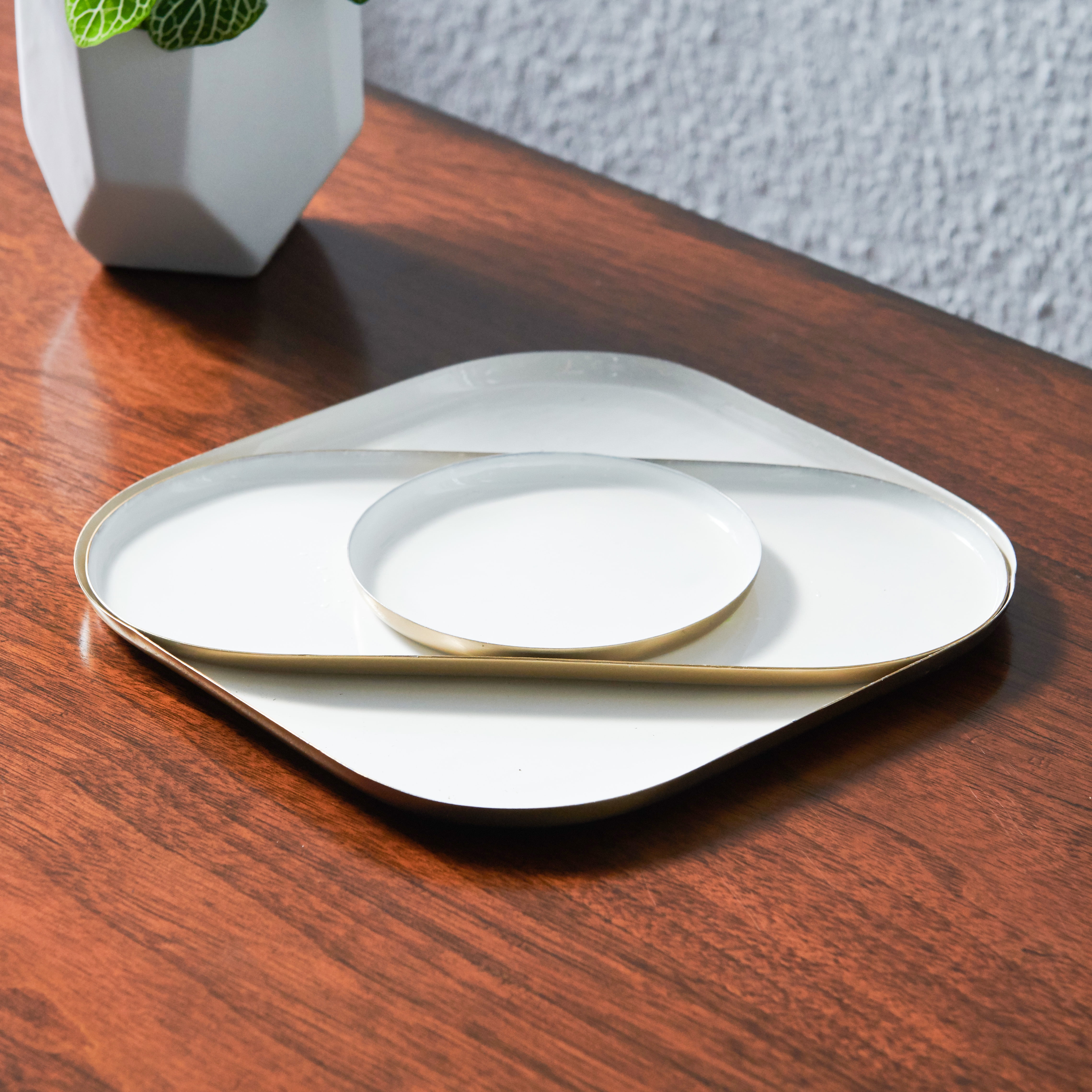 MoDRN Glam Set of 3 Decorative Trays with Gold Trim