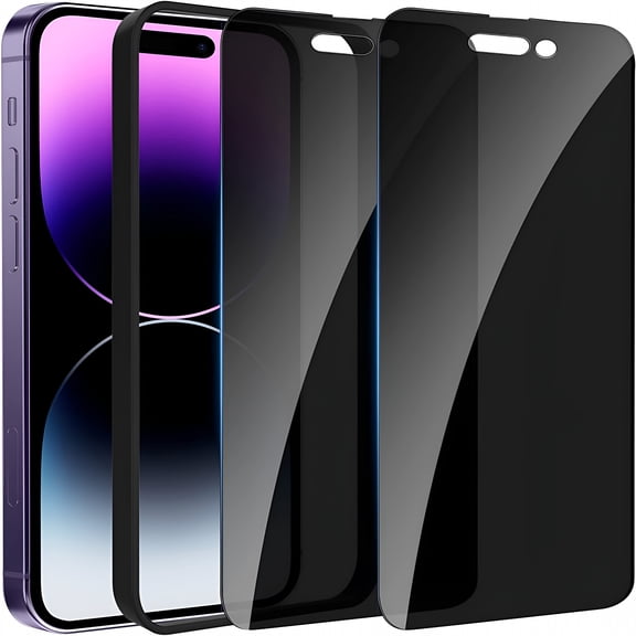 GJX [2 Pack] Privacy Screen Protector for iPhone 14 Pro, 9H Tempered Glass, Anti-Spy, with Easy Installation Frame