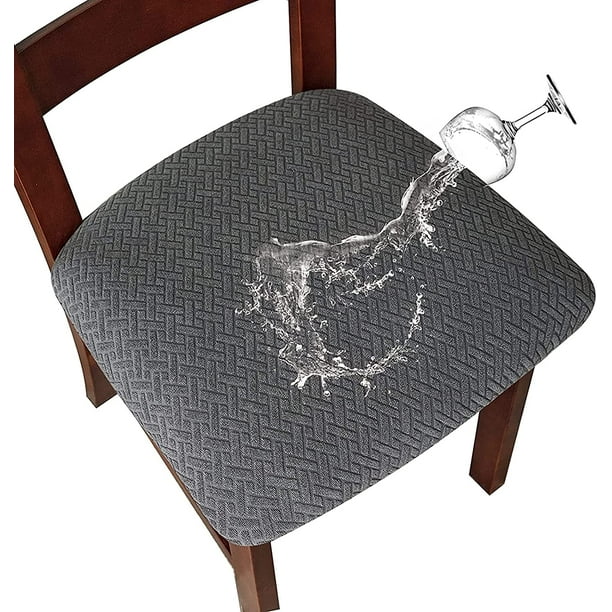 Jacquard Elástico Impermeable Fundas para Asientos de sillas de Comedor Fundas para sillas de Comedor Fundas para sillas de Cocina con Hebilla (Gris,2 Unidades)