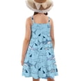 thumbnail image 2 of Uourmeti Otter Whale Print Girls Sleeveless Dress Summer Spaghetti Strap Beach Sundress Holiday Clothes for Kids A line Knee Length Tiered Swing Dresses, 2 of 6