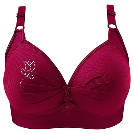 SNOWSONG Push Up Bras for WomenClearance! Wireless Bras Women s Seamless Breathable Lingerie Plus Size Non-Steel Ring Bra Bras for Women Comfy Bras for Women Wine 50