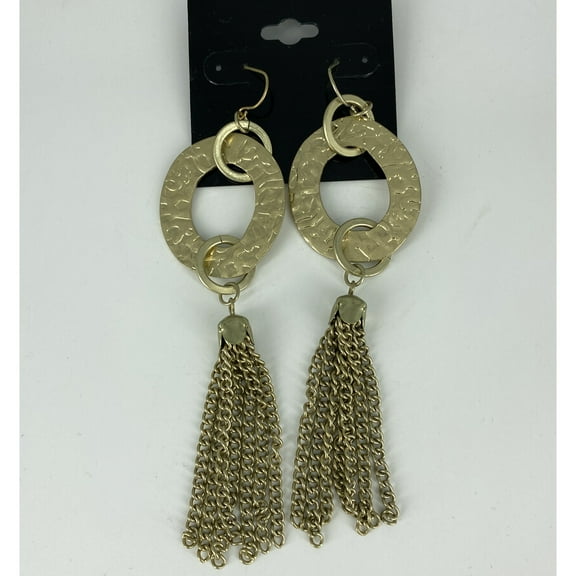Earrings for Women Tassel Drop Dangle Vertical Oval Earrings Gold Plated Costume Earring for Women