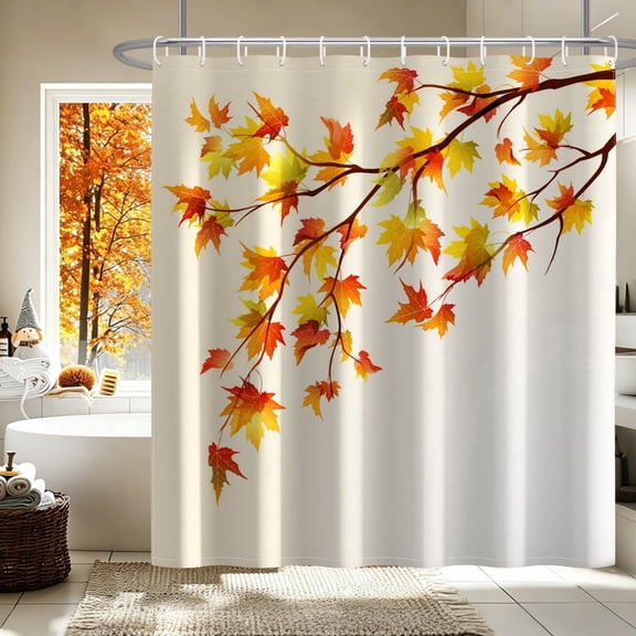 Fall Maple Leaf Shower Curtains,Autumn Yellow Leaves Shower Curtain for Bathroom Decor,72x72 Inch