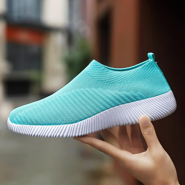 Mocasines casuales Cómodos tejidos voladores Zapatillas casuales Elásticos para uso diario JShteea El nuevo