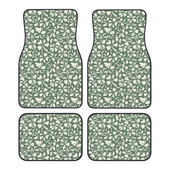 Naloa Flowers With Leaves Car Foot Mat Set of 4 Pieces - Universal Floor Liner Neoprene Full Set Floor Mats for Cars Trucks SUV