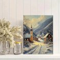 thumbnail image 2 of Qisvanset 12x16 Inch 2D Flat Framed Canvas Art, Vintage Winter Village Landscape Country Snow Scene Home Wall Decor, 2 of 5
