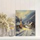 thumbnail image 2 of Qisvanset 12x16 Inch 2D Flat Framed Canvas Art, Vintage Winter Village Landscape Country Snow Scene Home Wall Decor, 2 of 5
