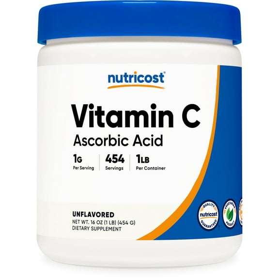 Nutricost Vitamin C (Ascorbic Acid) Powder 1LB - Gluten Free, Non-GMO Supplement