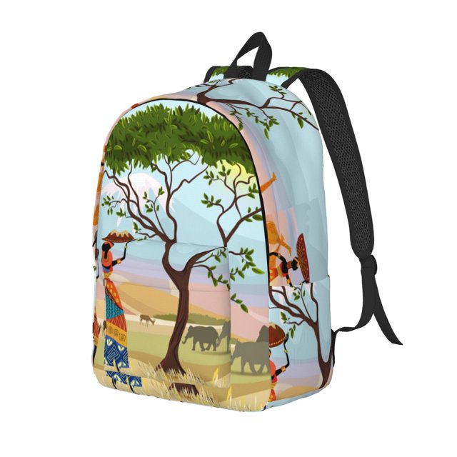 Balery African Women Mochila Clásica Impresa Básica para Viaje, Mochila Escolar Resistente al Agua, Mochila de Lona con Correas Ajustables-Small