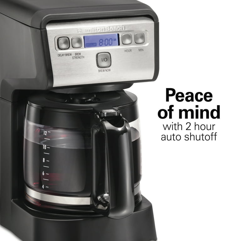 Hamilton Beach Compact Programmable Coffee Maker 12 Cup Black with Stainless Model 46200 Walmart