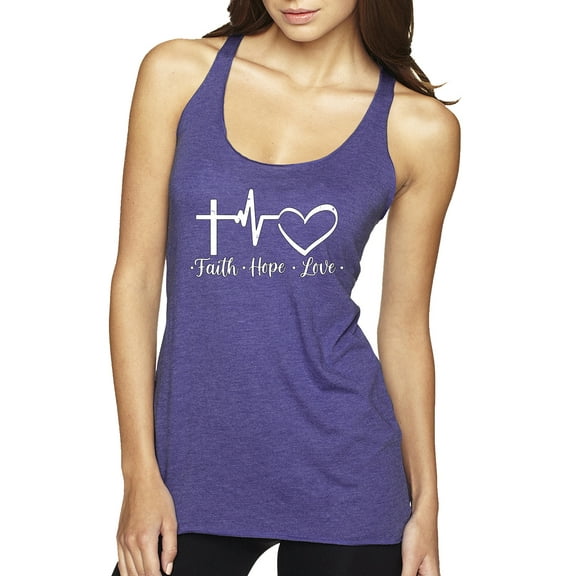 Wild Bobby, Faith.Hope.Love Heart Beat, Inspirational/Christian, Women Tri-Blend Racerback Tank Top, Purple Rush, Small