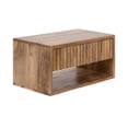 thumbnail image 4 of Kate and Laurel Reid Ribbed Wooden Tiered Floating Side Table, 18 x 10 x 9, Natural Wood, Modern Rectangular Mango Wood Floating Nightstand with Drawer for Bedroom Storage or Living Room End Table, 4 of 10