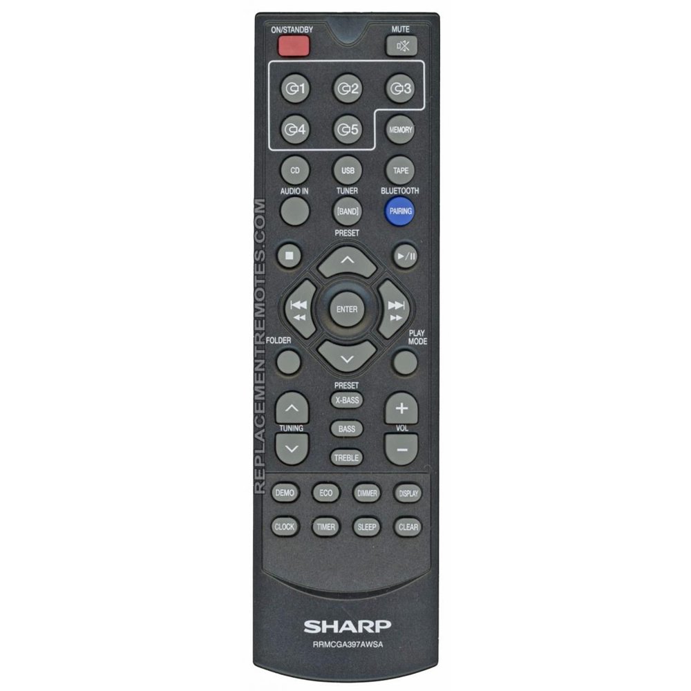 SHARP RRMCGA397AWSA (p/n RRMCGA397AWSA) Bookshelf Audio System Remote