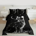 thumbnail image 2 of jejeloiu Cute Cat Full Size Comforter Sets,Pet Animal Bedding Comforter Set,Gray Black Bedding Sets For Girls Boys,Luxury Bedroom Decor Reversible,3-Piece, 2 of 8