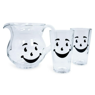 Kool-Aid Man 64-Ounce Glass Pitcher and Two 16-Ounce Pint Glasses