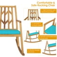thumbnail image 5 of Gymax Outdoor Acacia Wood Rocking Chair Wooden Patio Rocker w/ Turquoise Cushion, 5 of 7