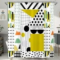 thumbnail image 2 of Bright Geometric Shower Curtain Mid Century Modern Shower Curtains for Bathroom Abstract Art Yellow Black White Waterproof Fabric Bath Curtain Decor with Hooks (Yellow2, 72'''' x 72''''), 2 of 6