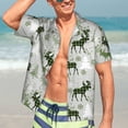 thumbnail image 7 of Honeii green plaid Moose tree Print Men’s Hawaiian Shirt,Classic Button-Down Short Sleeve Shirt, for Beach, Vacation, and Outdoor Activities,Medium, 7 of 7