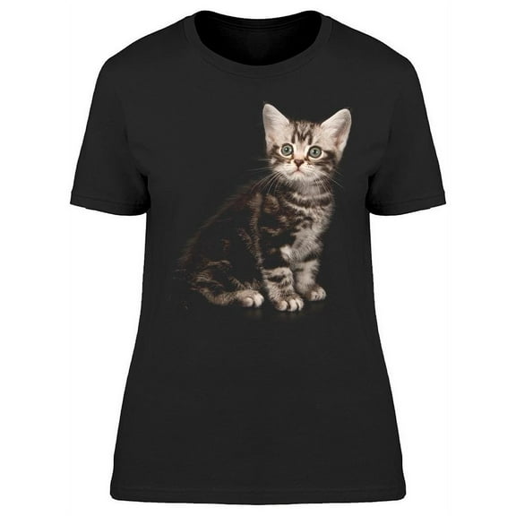 A Grey Shorthair Kitten Sitting T-Shirt Women -Image by Shutterstock, Female x-Large