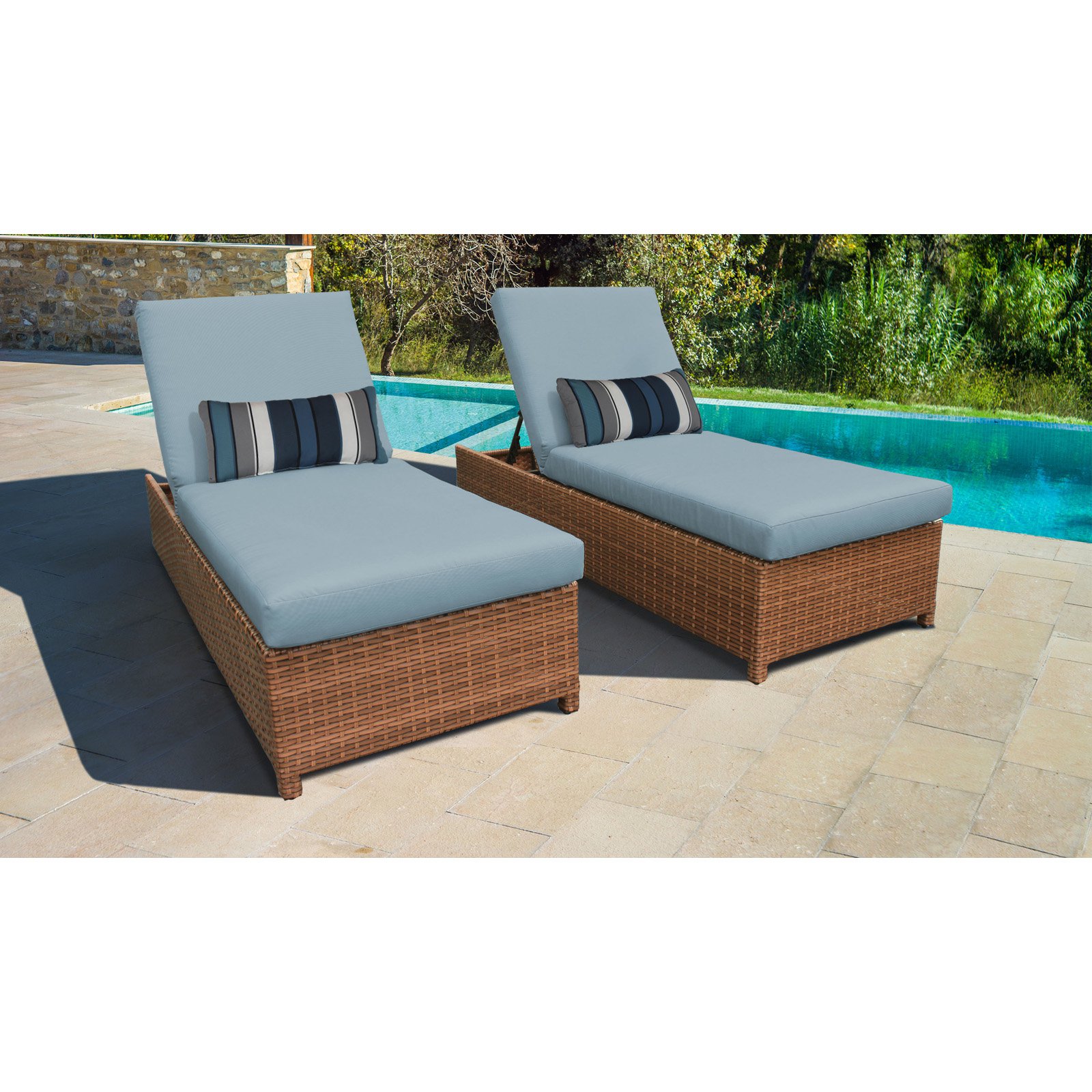 TK Classics Laguna Wheeled Wicker Outdoor Chaise Lounge Chair - Set of 2 - image 5 of 11