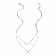 Double Layer Pear Clear Crystal Necklace, Gold