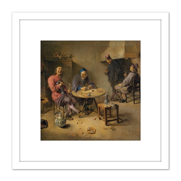 Diepraam The Tavern Painting 8X8 Inch Square Wooden Framed Wall Art Print Picture with Mount