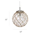 thumbnail image 3 of Elegant Designs Buoy Netted Nickel brossé Coastal Ocean Sea Glass Pendant with Natural Rope, Clear, 3 of 6