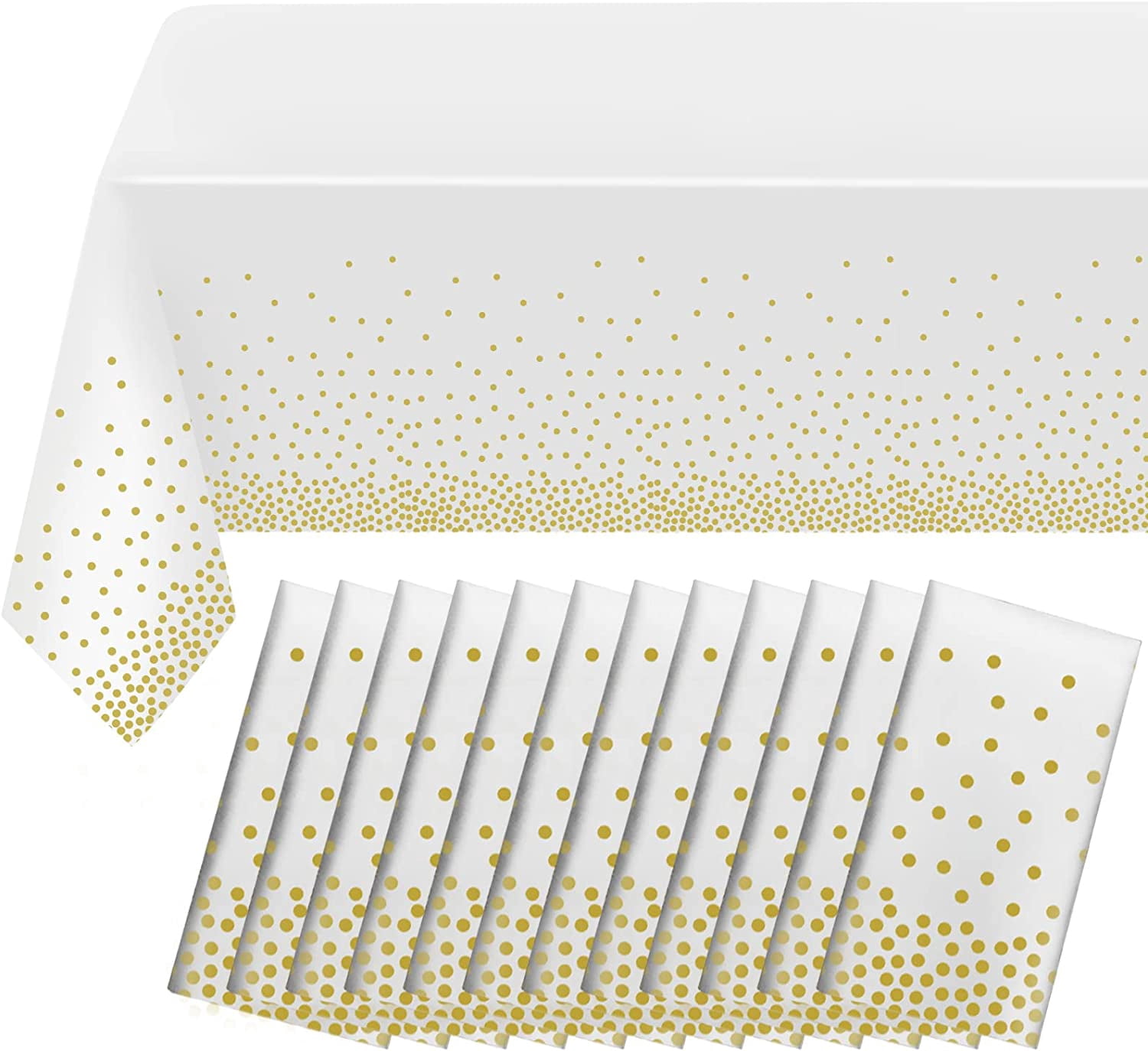 Lot De 2 Nappes Jetables Rectangulaires Blanches à Pois Blancs Et Dorés 137x274 Cm - Impermeables
